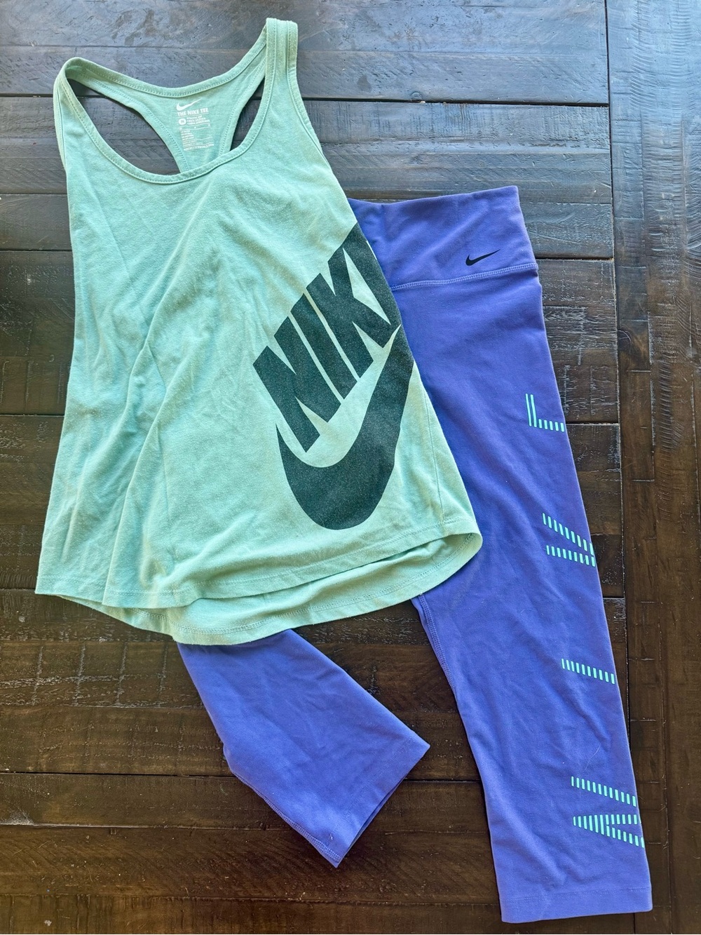 Nike Set - Mint Green Racerback Tank with Purple Capri Leggings